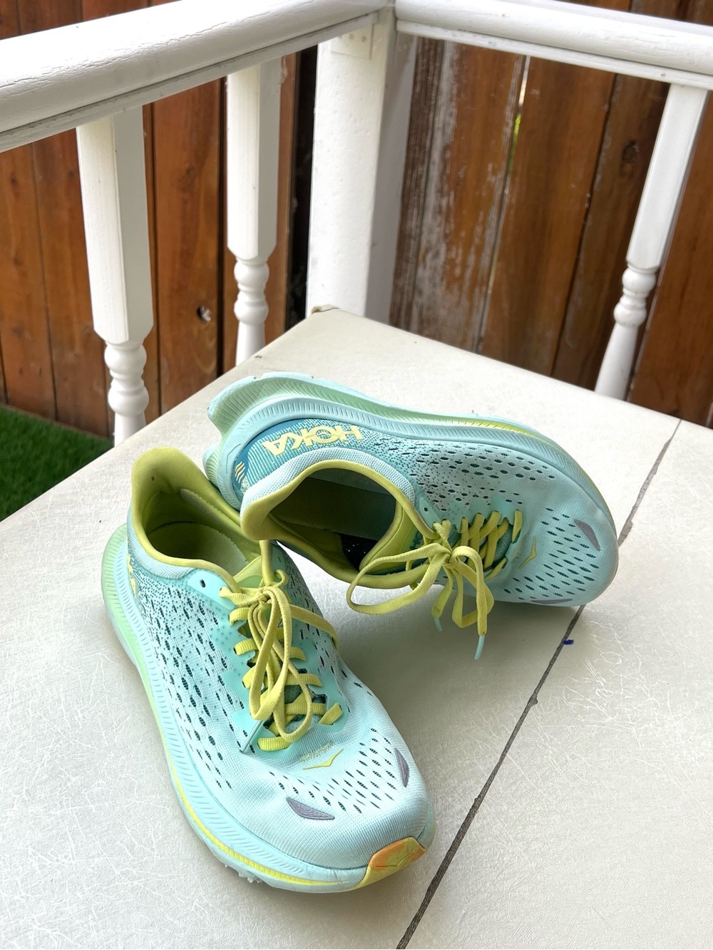 Hoka Kawana Women's Running Shoes Sunlit Ocean Mist Lime Size 7.5B